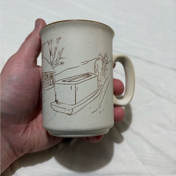 Cream Ceramic Mug with Brown Design - Picture 1 of 6